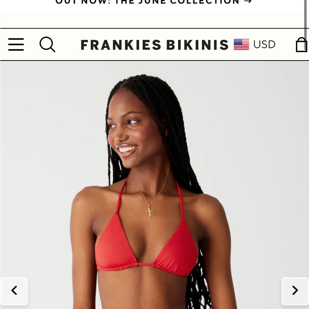 NWT Frankie’s Bikinis Nick Top in Red, size S